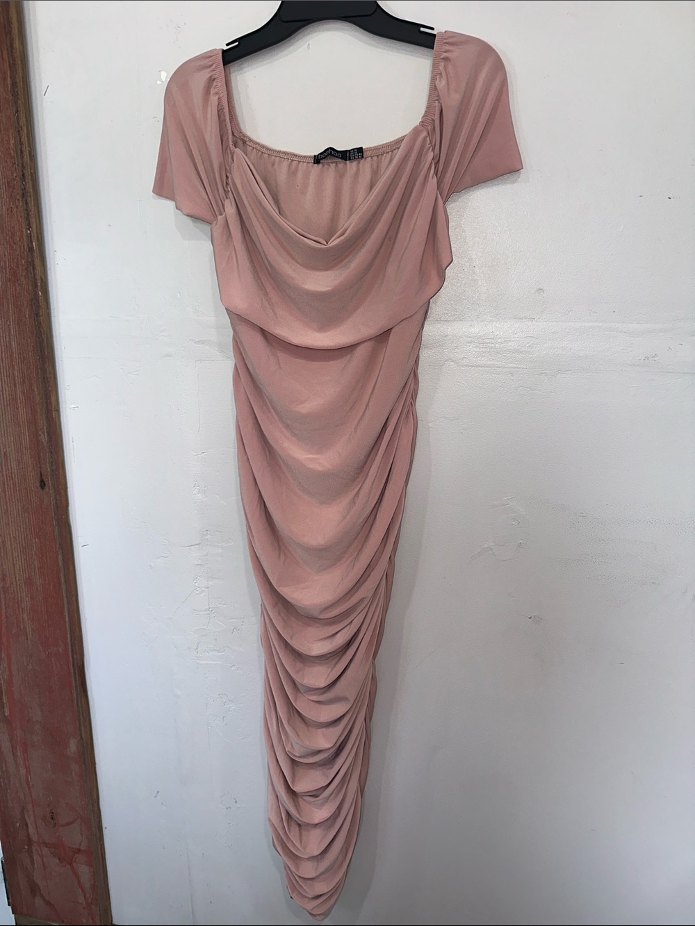 Boohoo Dusky Rose Ruched Maxi Dress
